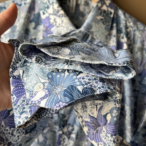 HORACE HUGH Blue Floral Print Button Down Shirt Size 17 - Picture 4 of 11